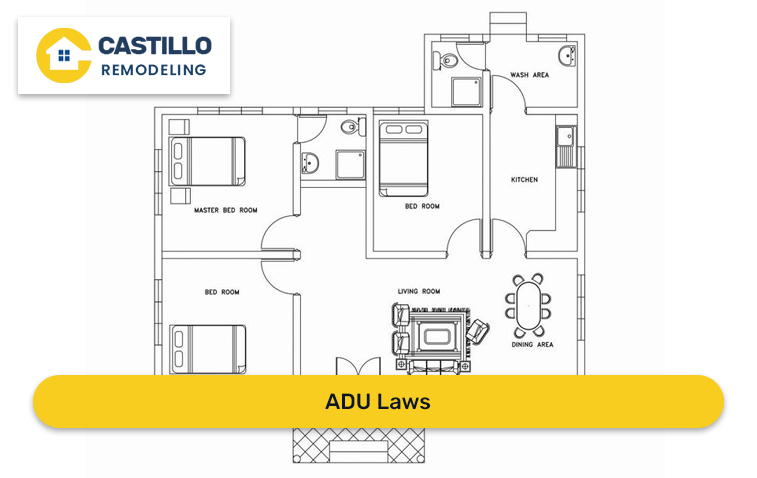 Layout plan showing ADU design in compliance with ADU laws